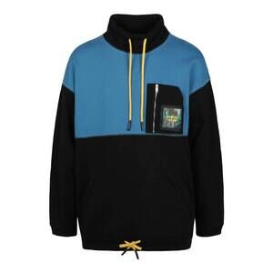 NEW AMBUSH men's logo patch mockneck sweatershirt in black/blue